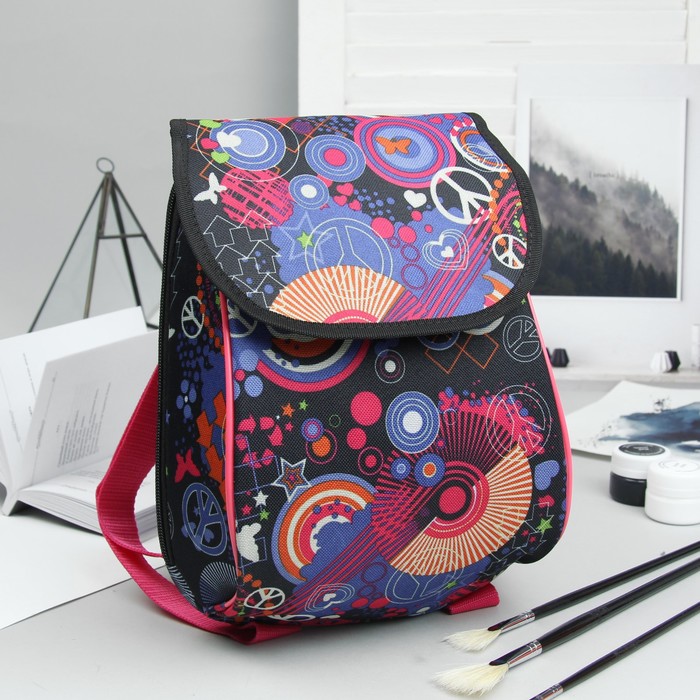 Рюкзак детский "Абстракция", отдел на клапане, цвет тёмно-синий