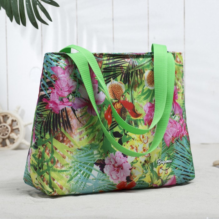 Сумка летняя "Цветы", отдел на молнии, принт зелёный/цветной