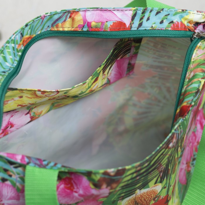 Сумка летняя "Цветы", отдел на молнии, принт зелёный/цветной