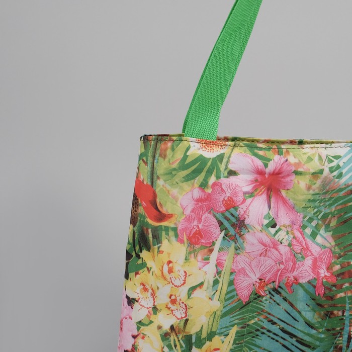Сумка летняя "Цветы", отдел на молнии, принт зелёный/цветной