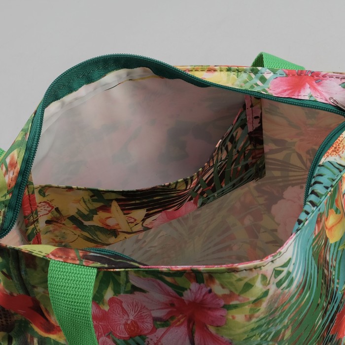 Сумка летняя "Цветы", отдел на молнии, принт зелёный/цветной