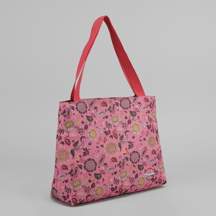 Сумка летняя "Цветы", отдел на молнии, цвет розовый
