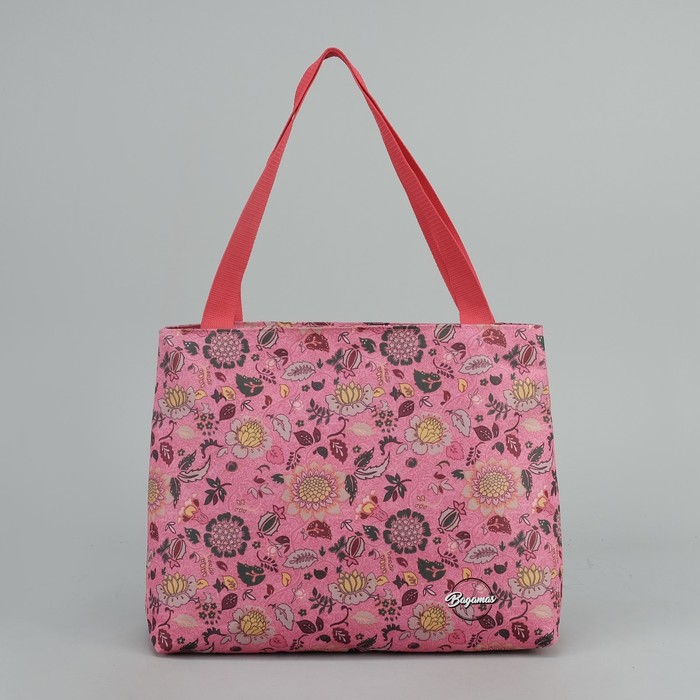 Сумка летняя "Цветы", отдел на молнии, цвет розовый