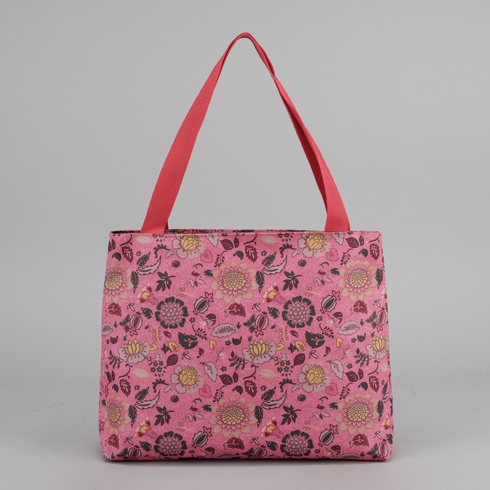 Сумка летняя "Цветы", отдел на молнии, цвет розовый