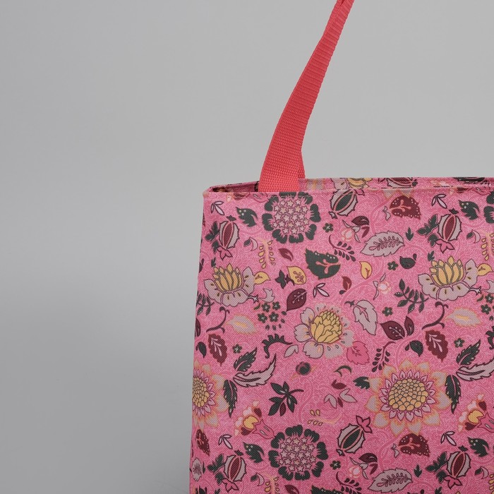 Сумка летняя "Цветы", отдел на молнии, цвет розовый