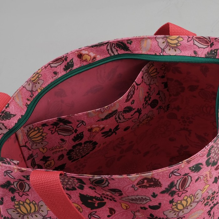 Сумка летняя "Цветы", отдел на молнии, цвет розовый