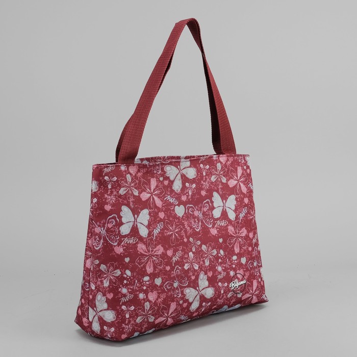 Сумка летняя "Бабочка", отдел на молнии, цвет бордовый