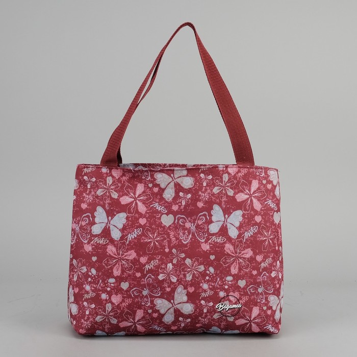 Сумка летняя "Бабочка", отдел на молнии, цвет бордовый