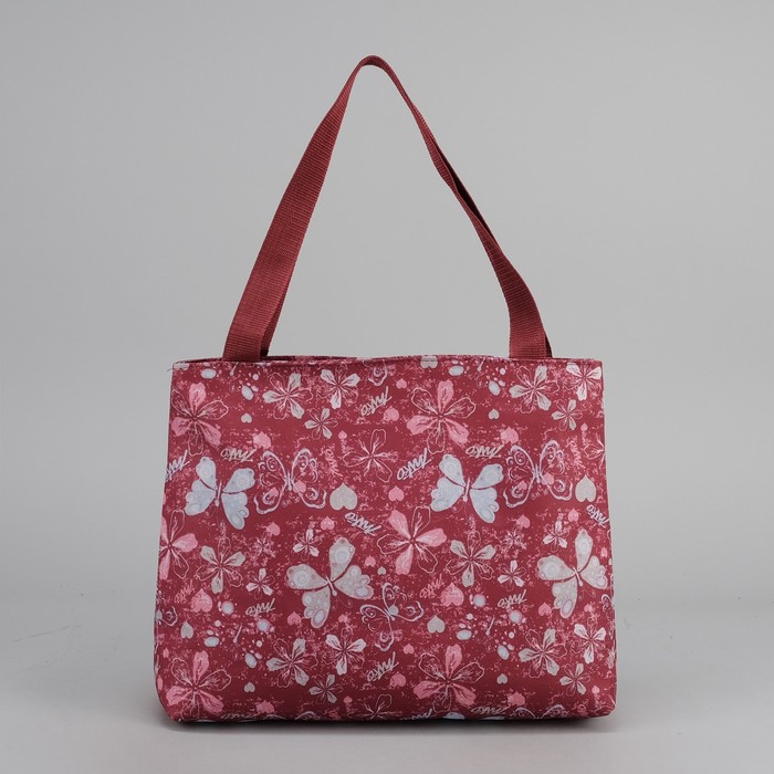 Сумка летняя "Бабочка", отдел на молнии, цвет бордовый