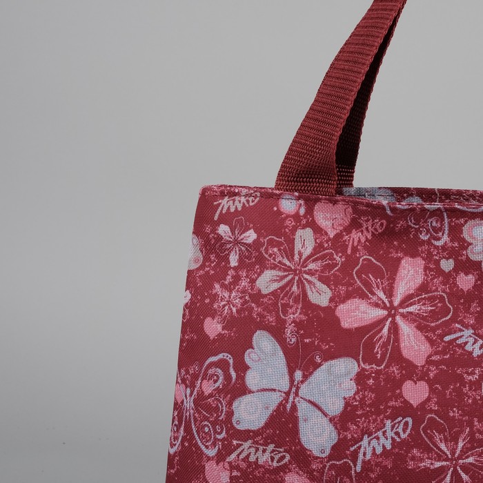 Сумка летняя "Бабочка", отдел на молнии, цвет бордовый