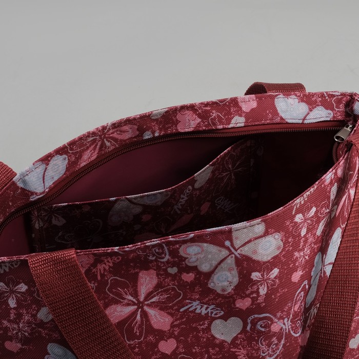 Сумка летняя "Бабочка", отдел на молнии, цвет бордовый