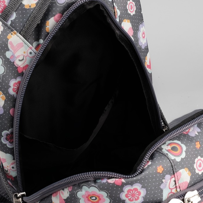 Рюкзак школьный "Совы в очках", 2 отдела, наружный карман, отдел для обуви, цвет серый