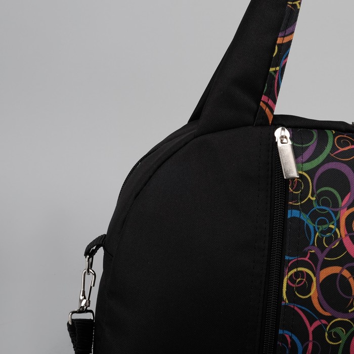 Сумка спортивная для фитнеса, отдел на молнии, наружный карман, принт чёрный/узор