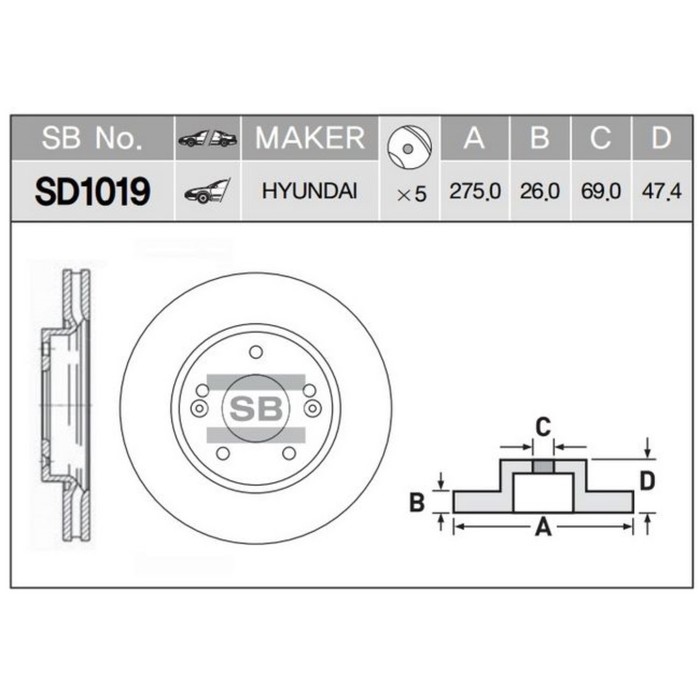 Диск тормозной HI-Q SD1019
