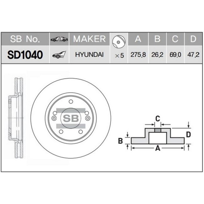 Диск тормозной HI-Q SD1040