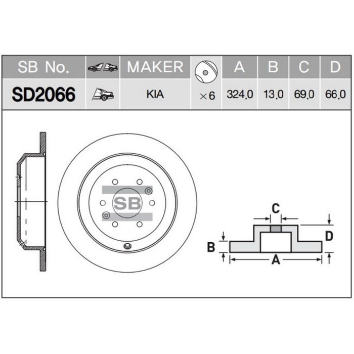 Диск тормозной HI-Q SD2066