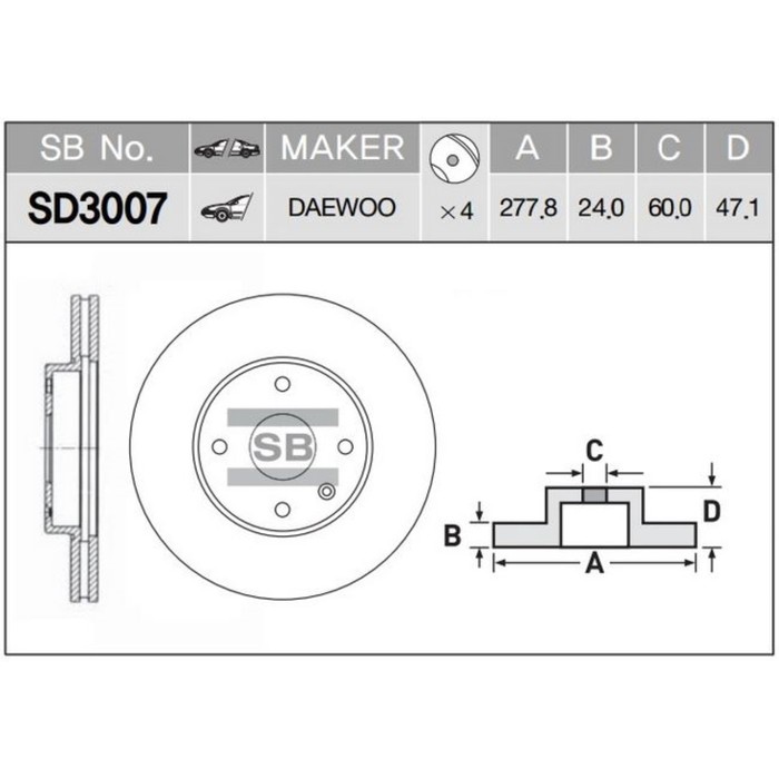 Диск тормозной HI-Q SD3007