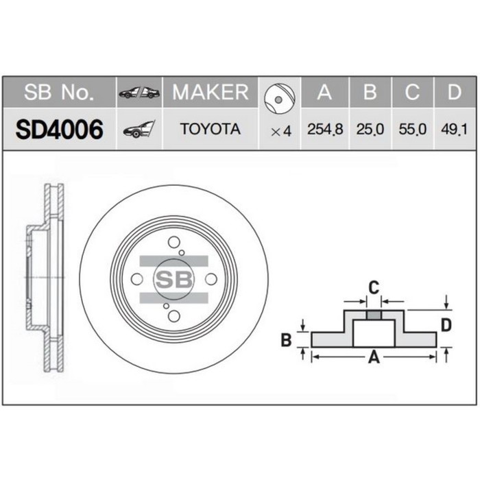 Диск тормозной HI-Q SD4006