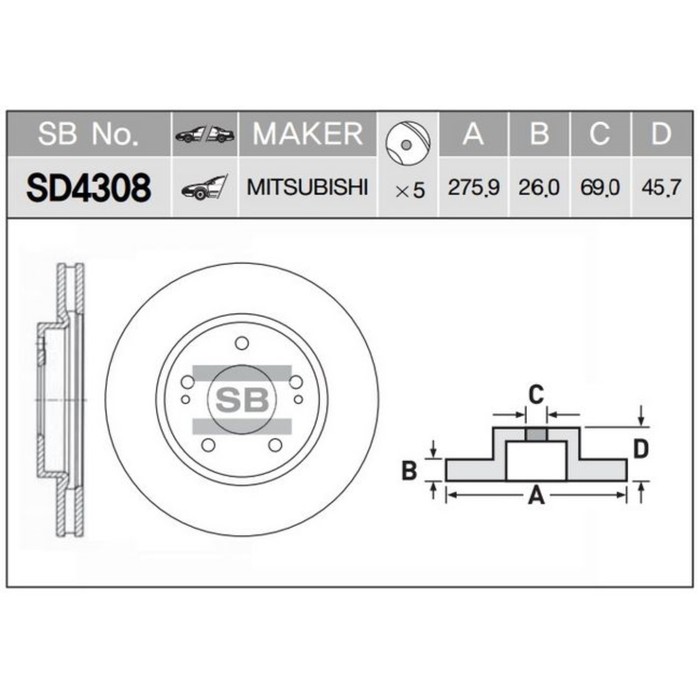 Диск тормозной HI-Q SD4308