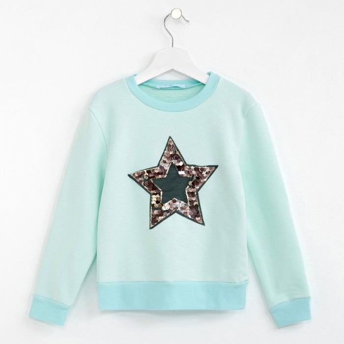 Толстовка детская KAFTAN Звезда, рост 122-128 см (34), 7-8 лет, мята