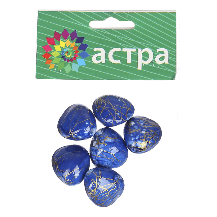 Набор бусин "Астра" 2,4х2,2 см, 6шт, синий