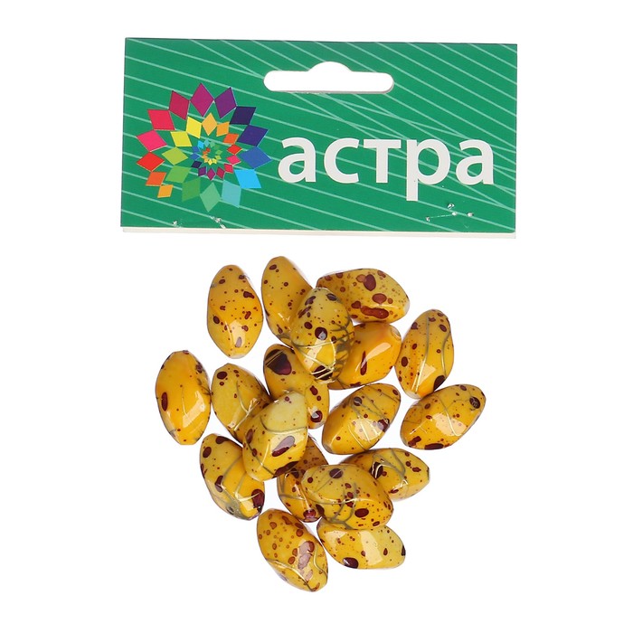 Набор бусин "Астра" 2х1,2 см, 18шт, жёлтый