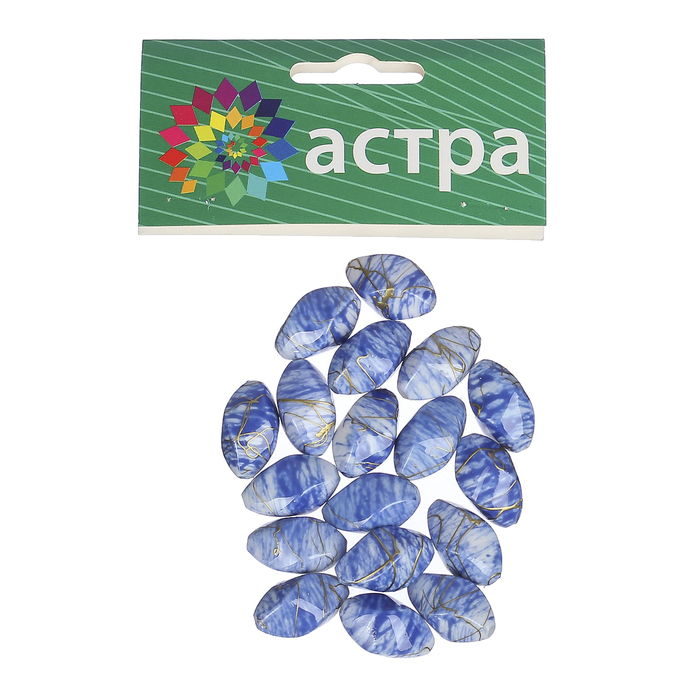 Набор бусин "Астра" 2х1,2 см, 18шт, голубой