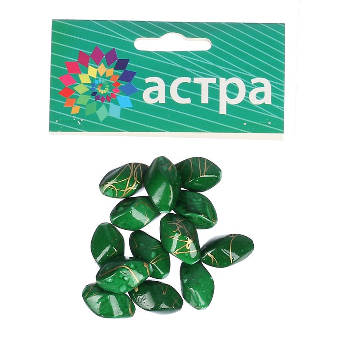 Набор бусин "Астра" 2х1,2 см, 18шт, зелёный