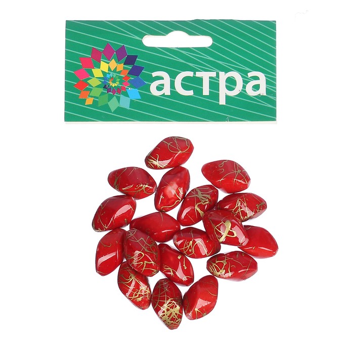 Набор бусин "Астра" 2х1,2 см, 18шт, красный