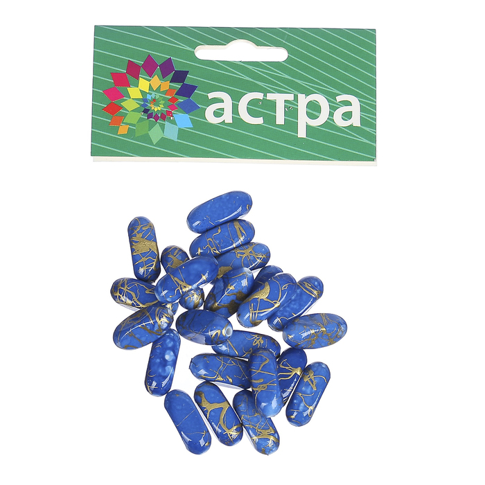 Набор бусин "Астра" 2х0,8 см, 25гр, синий