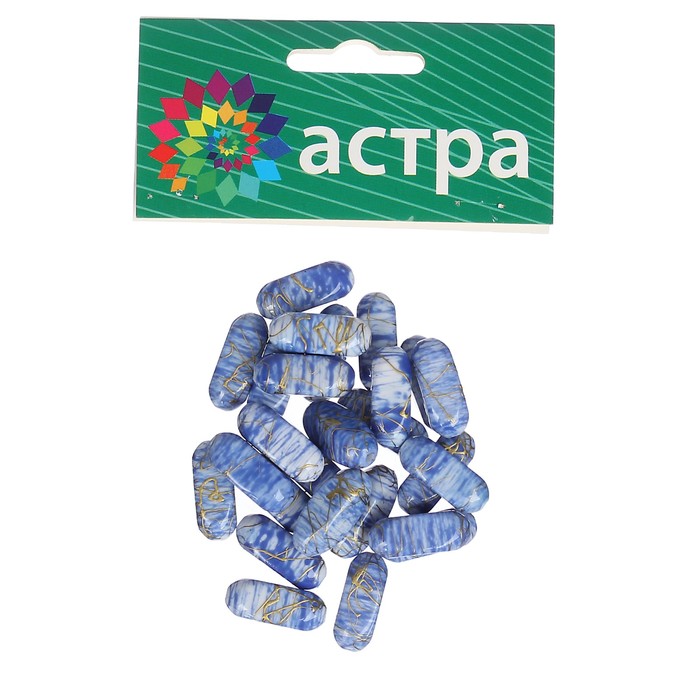 Набор бусин "Астра" 2х0,8 см, 25гр, голубой