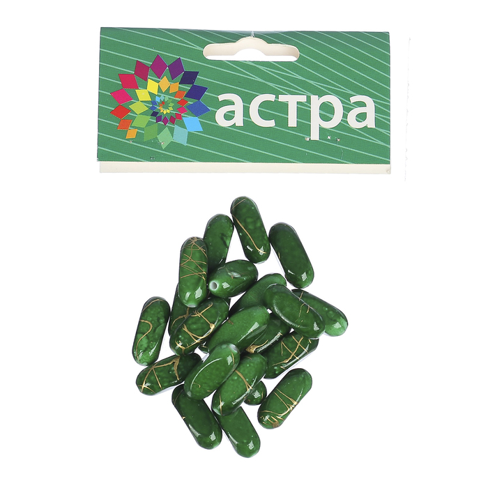 Набор бусин "Астра" 2х0,8 см, 25гр, зелёный