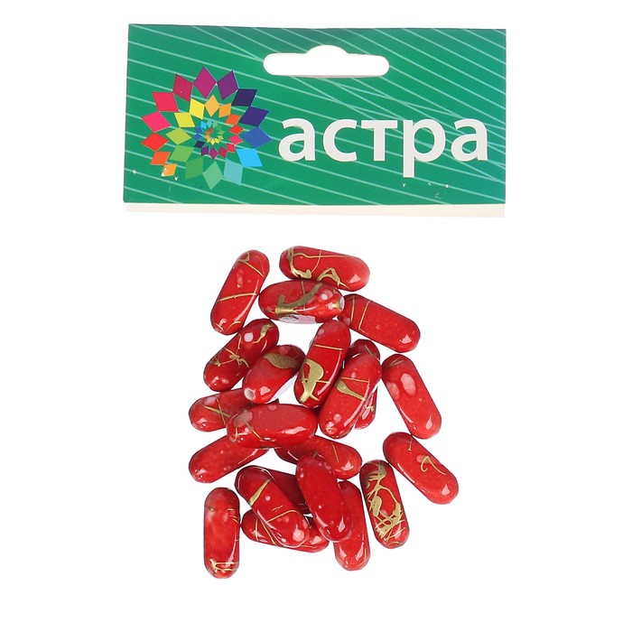 Набор бусин "Астра" 2х0,8 см, 25гр, красный