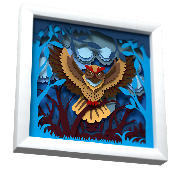 3D-аппликация из бумаги "Ночная сова"