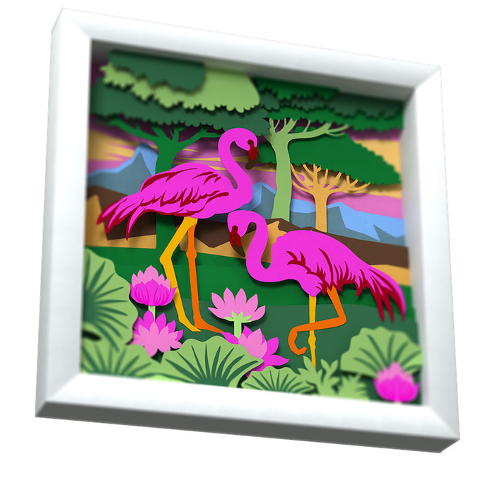 3D-аппликация из бумаги "Фламинго"