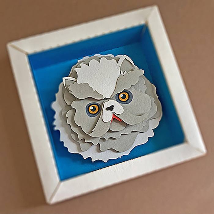 3D-аппликация из бумаги "Персидский кот"