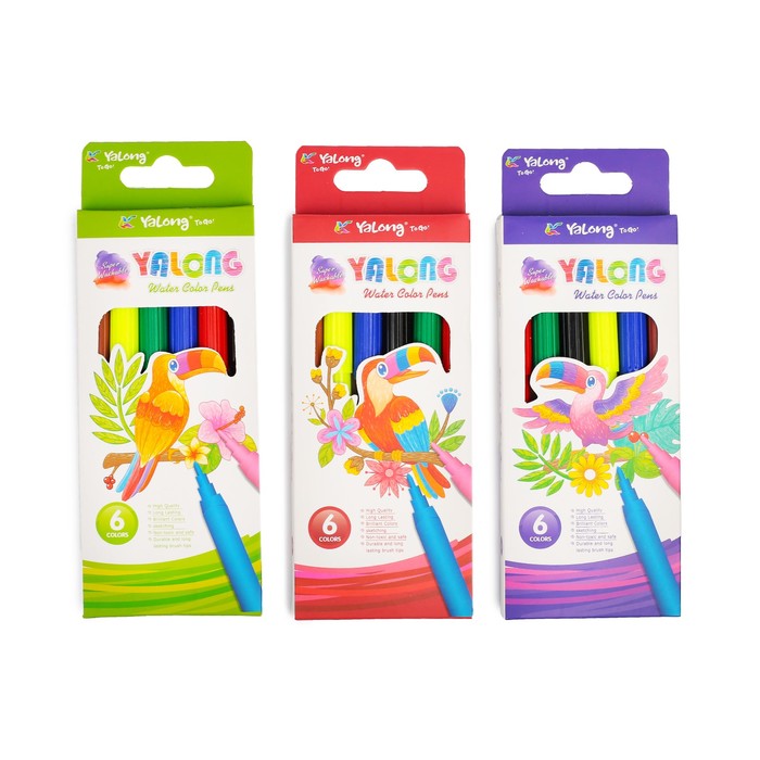 Фломастеры 06цв в картонной коробке Yalong вентилируемый колпачок МИКС