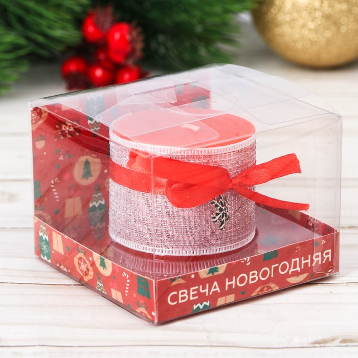 Свеча новогодняя с декором "Счастья в новом году"