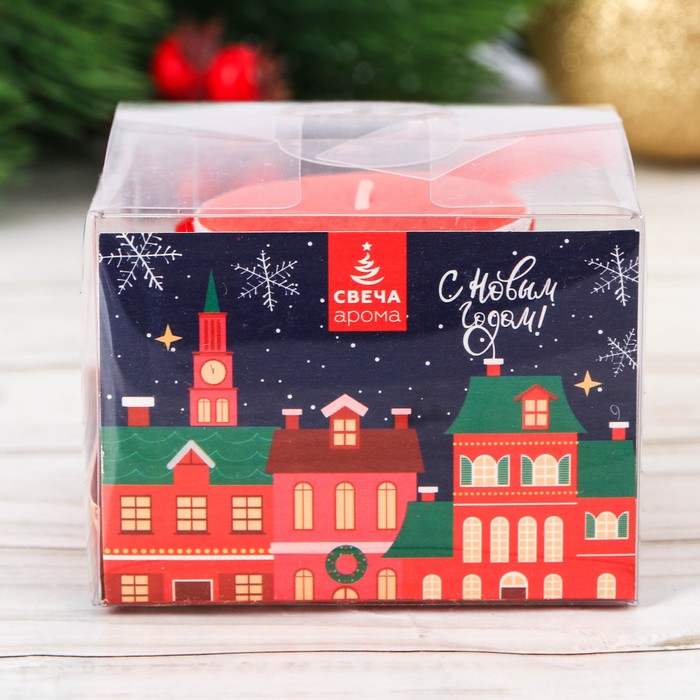 Свеча новогодняя с декором "Счастья в новом году"