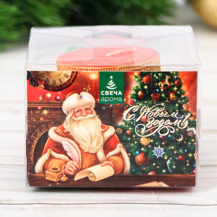 Свеча новогодняя с декором "Веселого нового года"