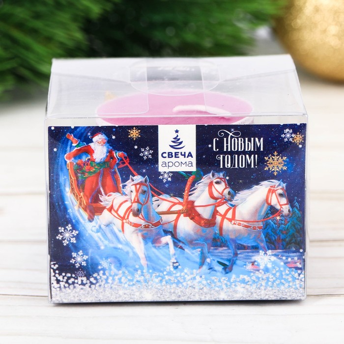 Свеча новогодняя с декором "Чудес в новом году"