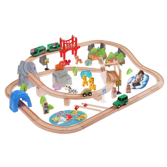 Железная дорога "Дорога со зверятами", поезд на батарейках