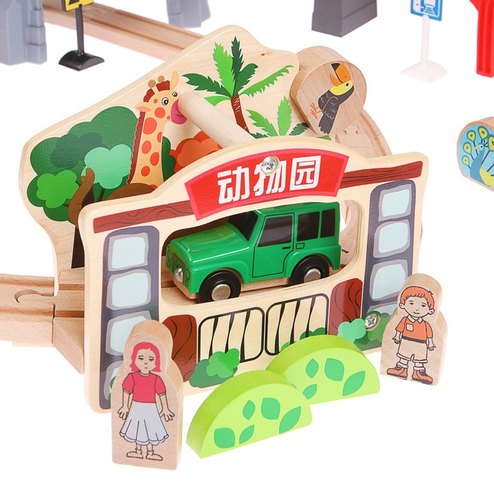 Железная дорога "Дорога со зверятами", поезд на батарейках