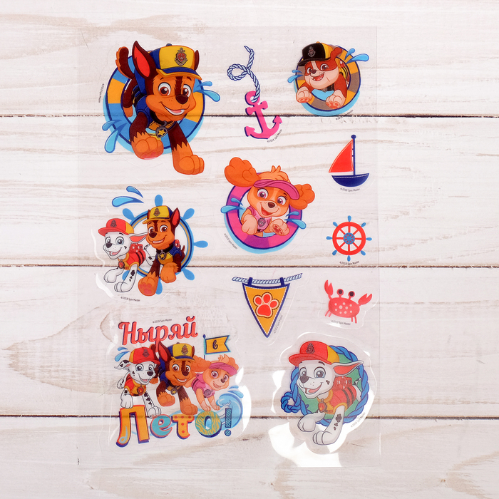 Наклейки на прозрачной пленке PAW PATROL "Морской патруль", 11 х 16см