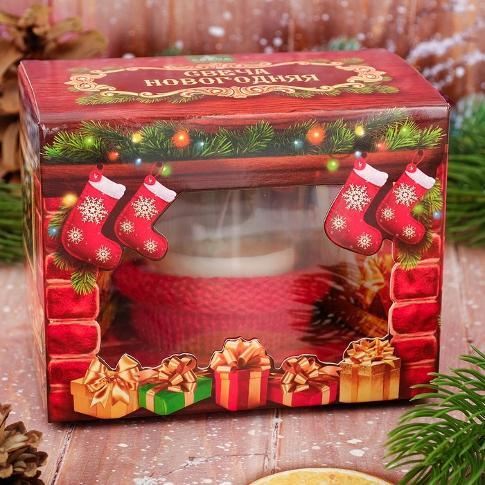 Свеча новогодняя с вязаным декором