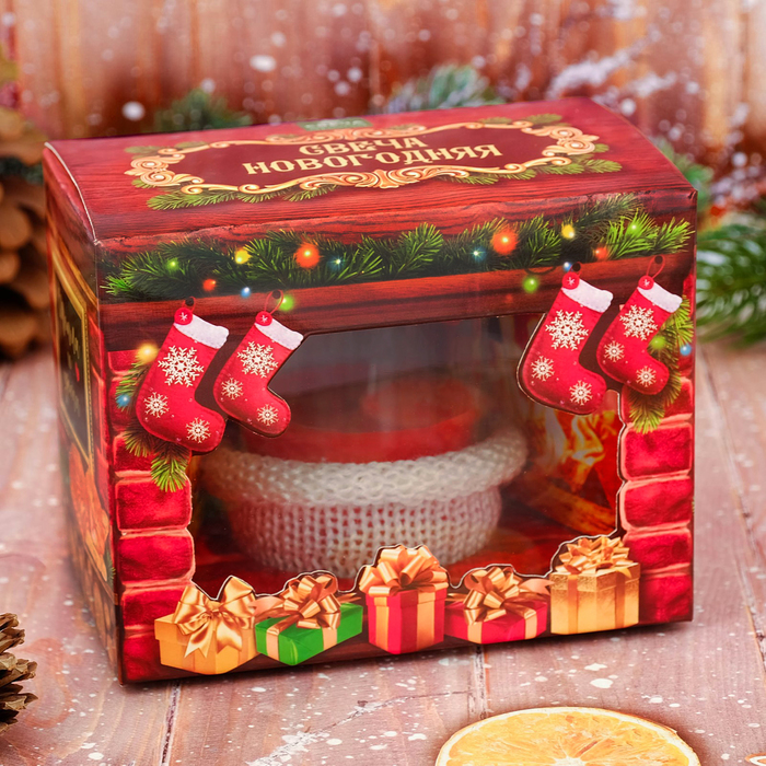 Свеча новогодняя с вязаным декором