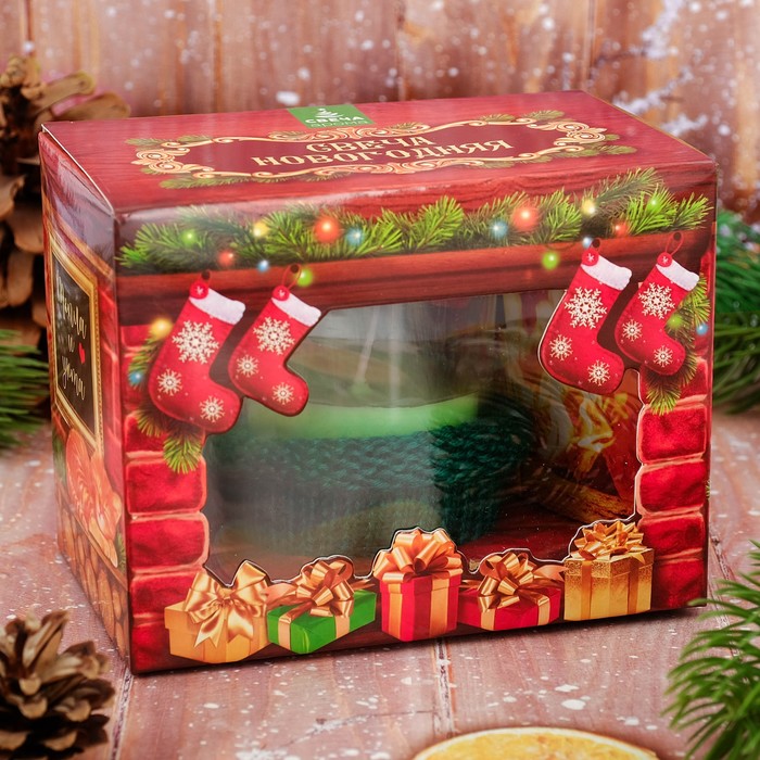 Свеча новогодняя с вязаным декором