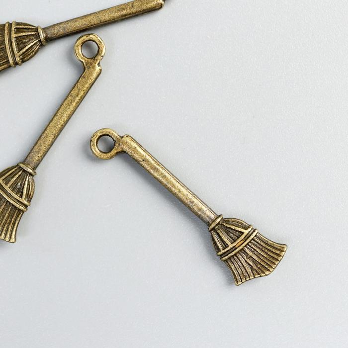 Декор для творчества металл "Метла" бронза 3х1 см
