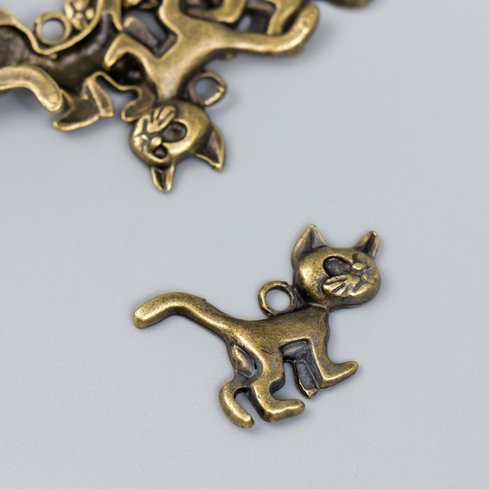 Декор для творчества металл "Важный кот" бронза 2,2х3 см