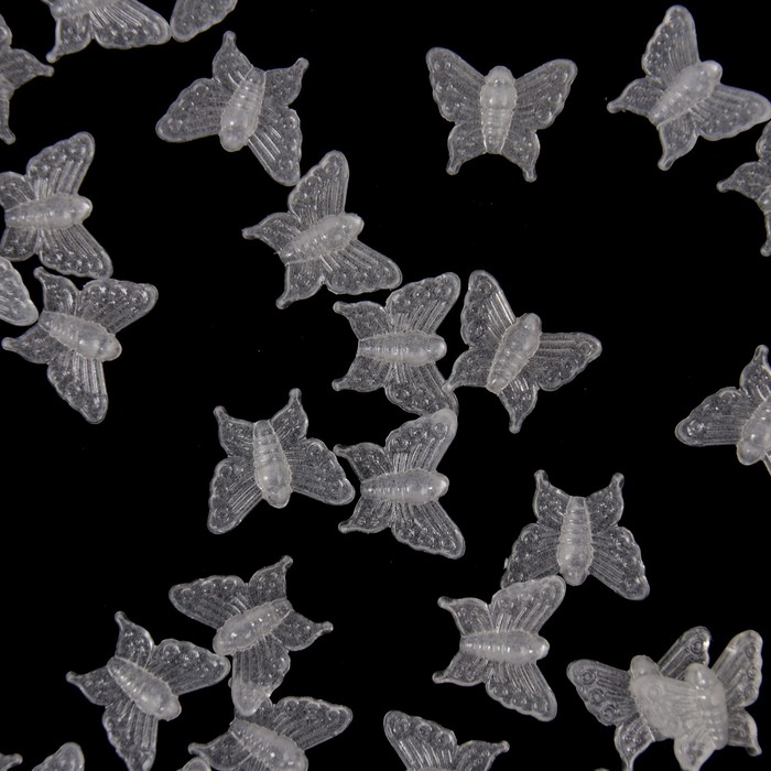 Набор бусин для творчества пластик светятся в темноте "Бабочки" 16 гр 1,6 см